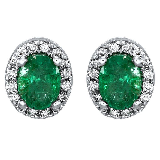 Grün Smaragd mit Diamanten 5,90 Karat Ohrstecker Halo Ohrringe Weißgold