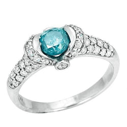 14K Weißgold 1.25 Kt Natürliche Blauer Diamant Fancy Edelstein Ring Schmuck Neu