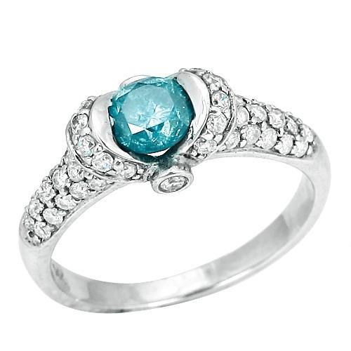14K Weißgold 1.25 Kt Natürliche Blauer Diamant Fancy Edelstein Ring Schmuck Neu