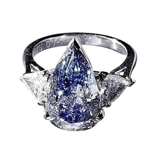 2.70 Ct. Blaue & weiße Natürliche Diamanten Jubiläumsring Gold Drei Steine