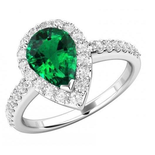 9.50 ct Grön Smaragd und Diamanten Ehering 14K Weißgold