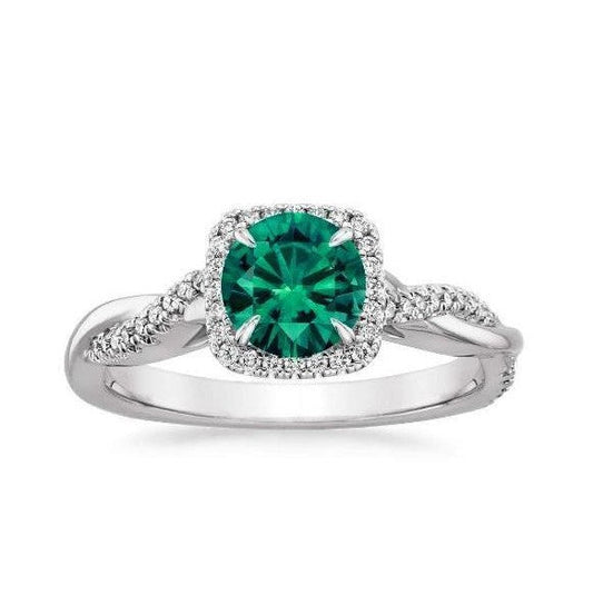 Adlerkralle Zinken Grün Smaragd-Solitär mit Diamantring mit Akzenten