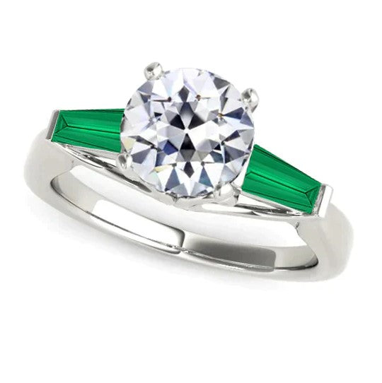 Art-Deco-Schmuck New Antique Cut Diamond Smaragd Ring Gold 14K