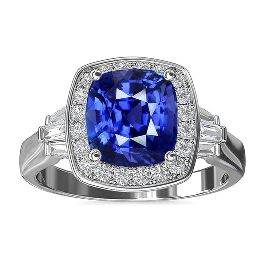 Blauer Saphir-Diamant-Ring