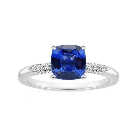 Blauer Saphir- und Diamant-Ehering im Kissenschliff Gold 14K 2 ct. - harrychadent.ch