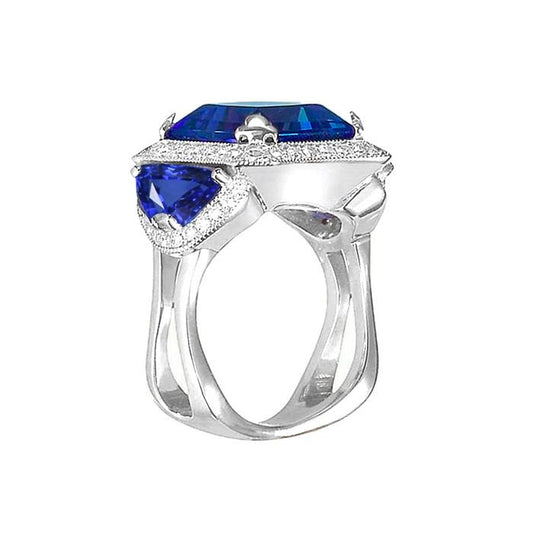 Ceylon Saphir Gold Verlobungsring Runde Diamanten 6 ct.