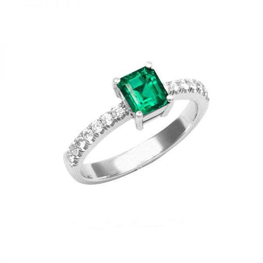  Grün Smaragd und Diamanten 2,80 Karat Verlobungsring Weißgold 14K