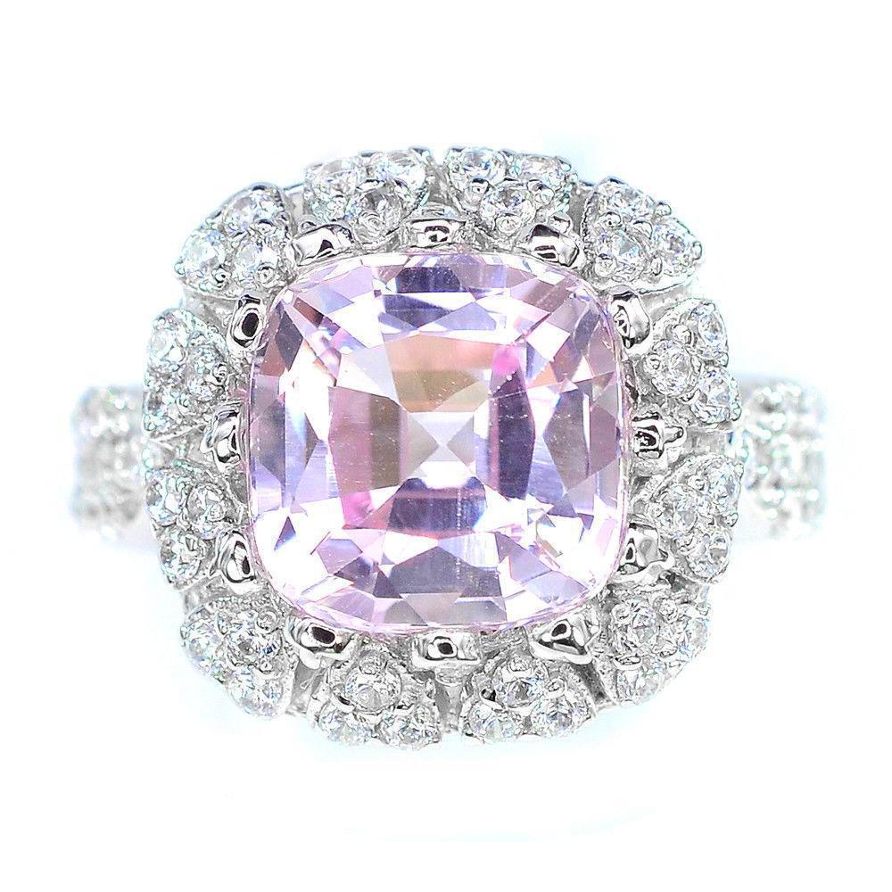 Asscher Cut Kunzit Diamantring Weißgold 14K 16,50 ct. - harrychadent.ch