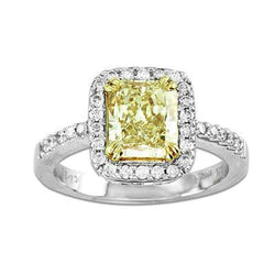 Radiant Cut Gelber Saphir Edelstein Ring Weißgold Diamant 2,5 Kt.