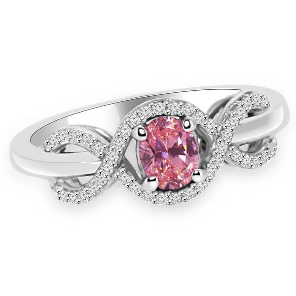 Rosa Saphir-Diamant-Ring im Ovalschliff Weißgold 14K 2 ct. - harrychadent.ch