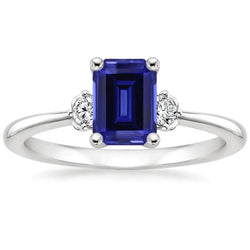 Saphir-Smaragdschliff-Ring