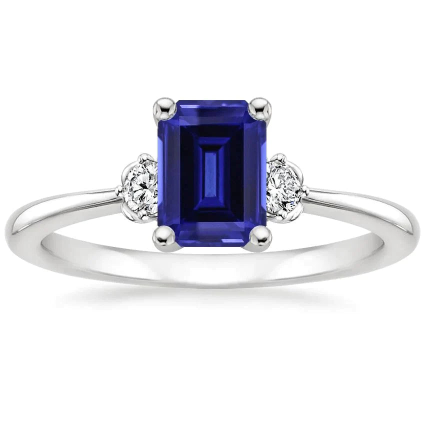 Saphir-Smaragdschliff-Ring