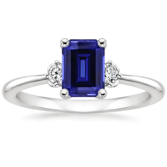 Saphir-Smaragdschliff-Ring