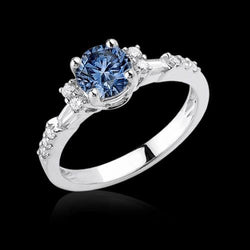 Weißgold 1 Karat Verlobungsring Mit Blauen weißen Echte Diamanten