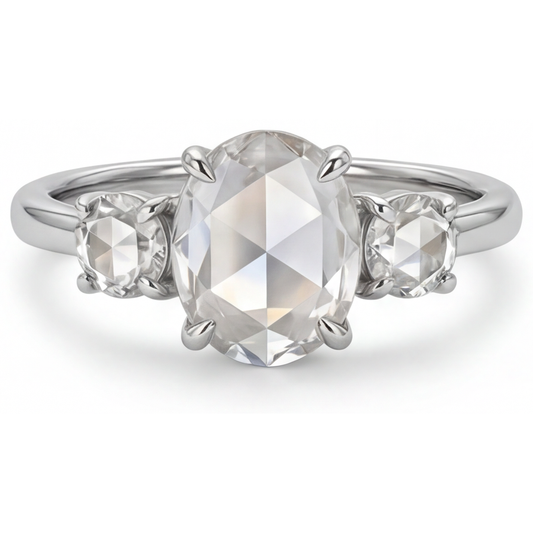 Oval-Schliff Edler Diamant Ring in 14K Weißgold – Hauptansicht