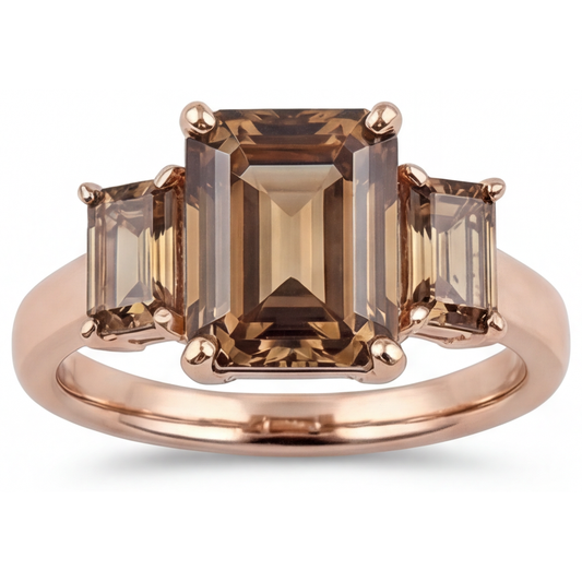 Edler Diamant Dreisteinring 3,50-Karat 14 Karat Roségold – Hauptansicht