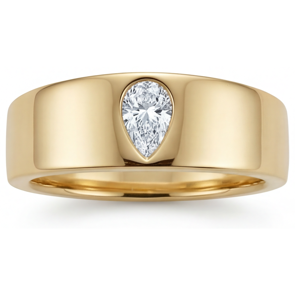 Einzelstein-Ring 14K Gelbgold mit Edler Diamant – Seitenansicht