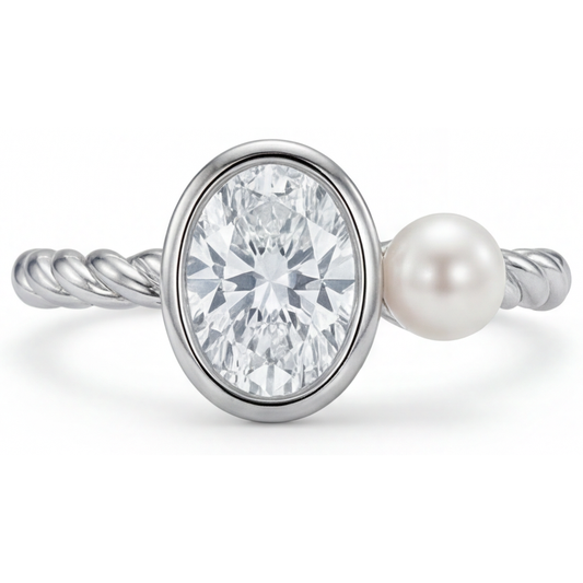 Edler Diamant Einzelstein-Ring 1,50-Karat 14K Weißgold – Hauptansicht