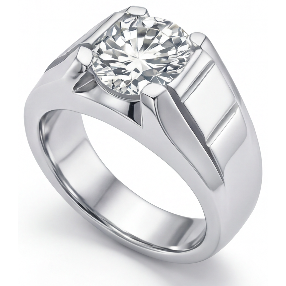 Stilvoller Herren-Ring 2 Karat – Seitenansicht