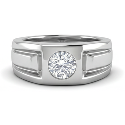 14K Weißgold Herren-Ring mit Edler Diamant – 2 Karat