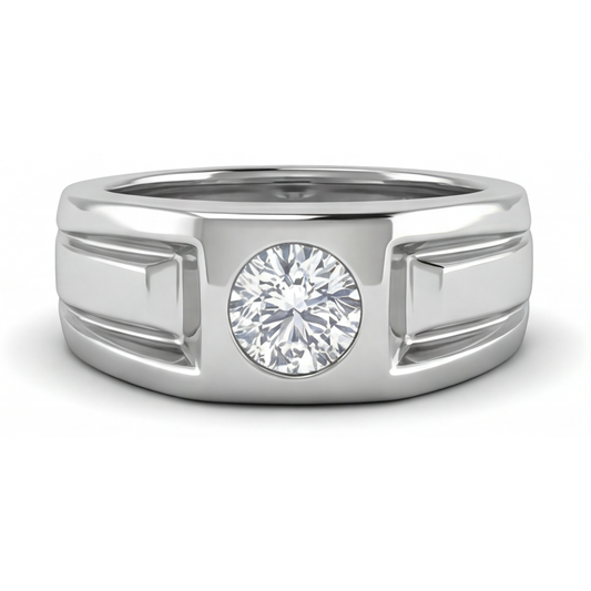 Echter Edler Diamant Herren-Ring 2 Karat 14K Weißgold – Hauptansicht