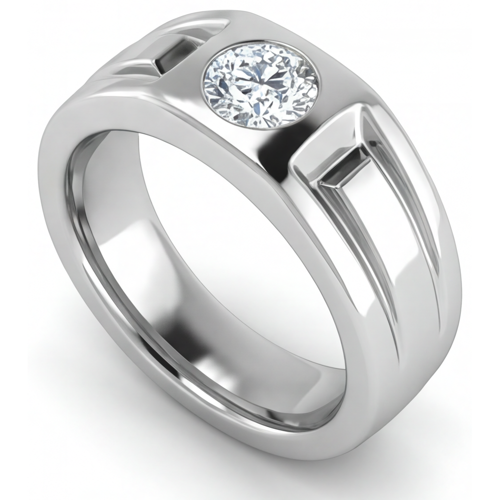 Edler Diamant Herren-Ring 2-Karat 14K Weißgold – Frontansicht