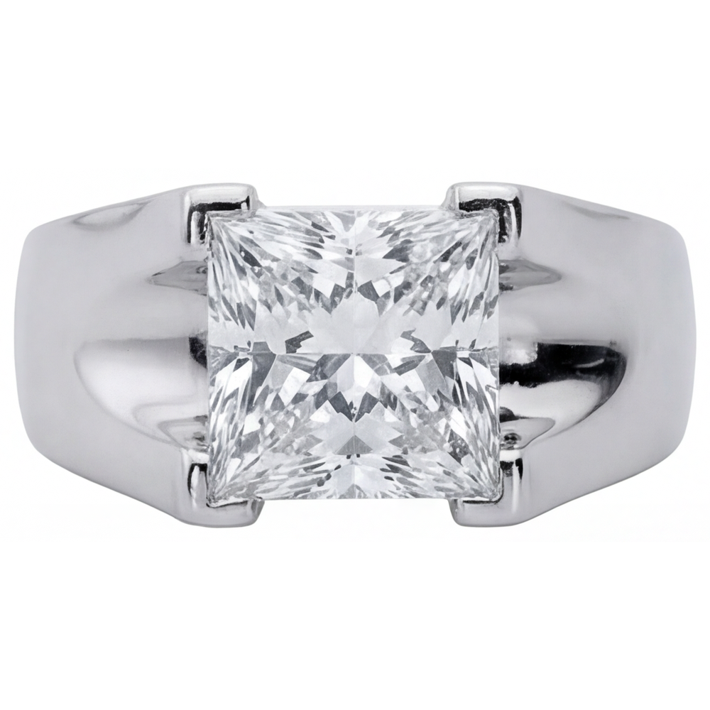 Edler Diamant Herren-Ring 3 Karat 14 Karat Weißgold – Schrägansicht