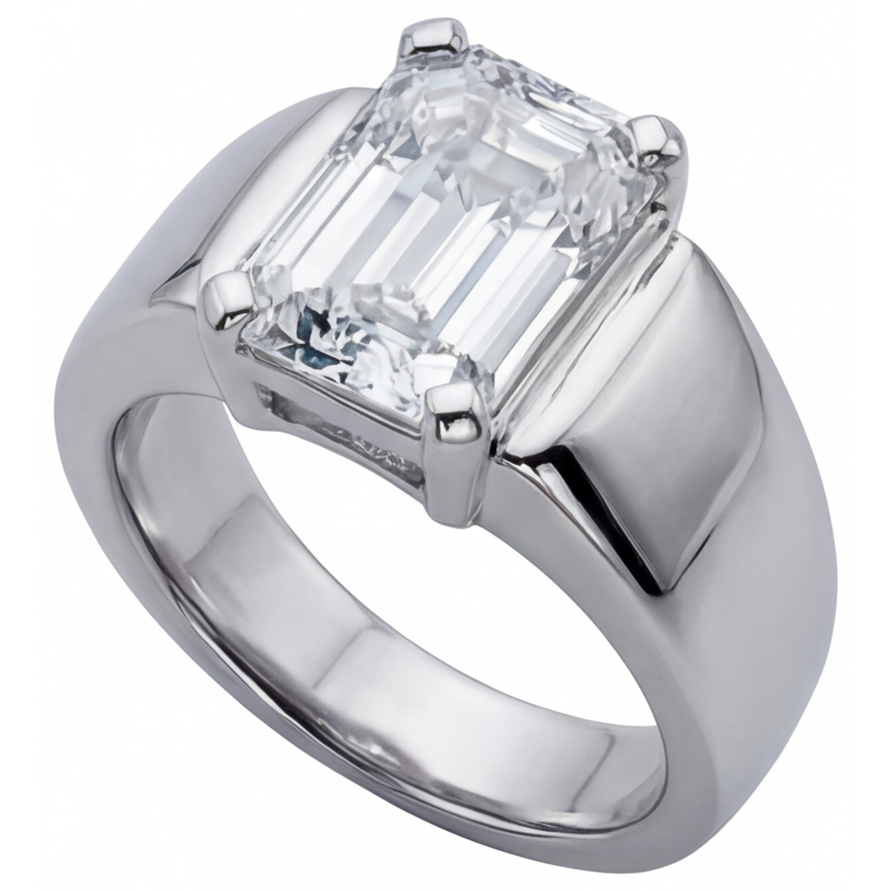 Edler Diamant Herren-Ring 4-Karat 14K Weißgold – Schrägansicht