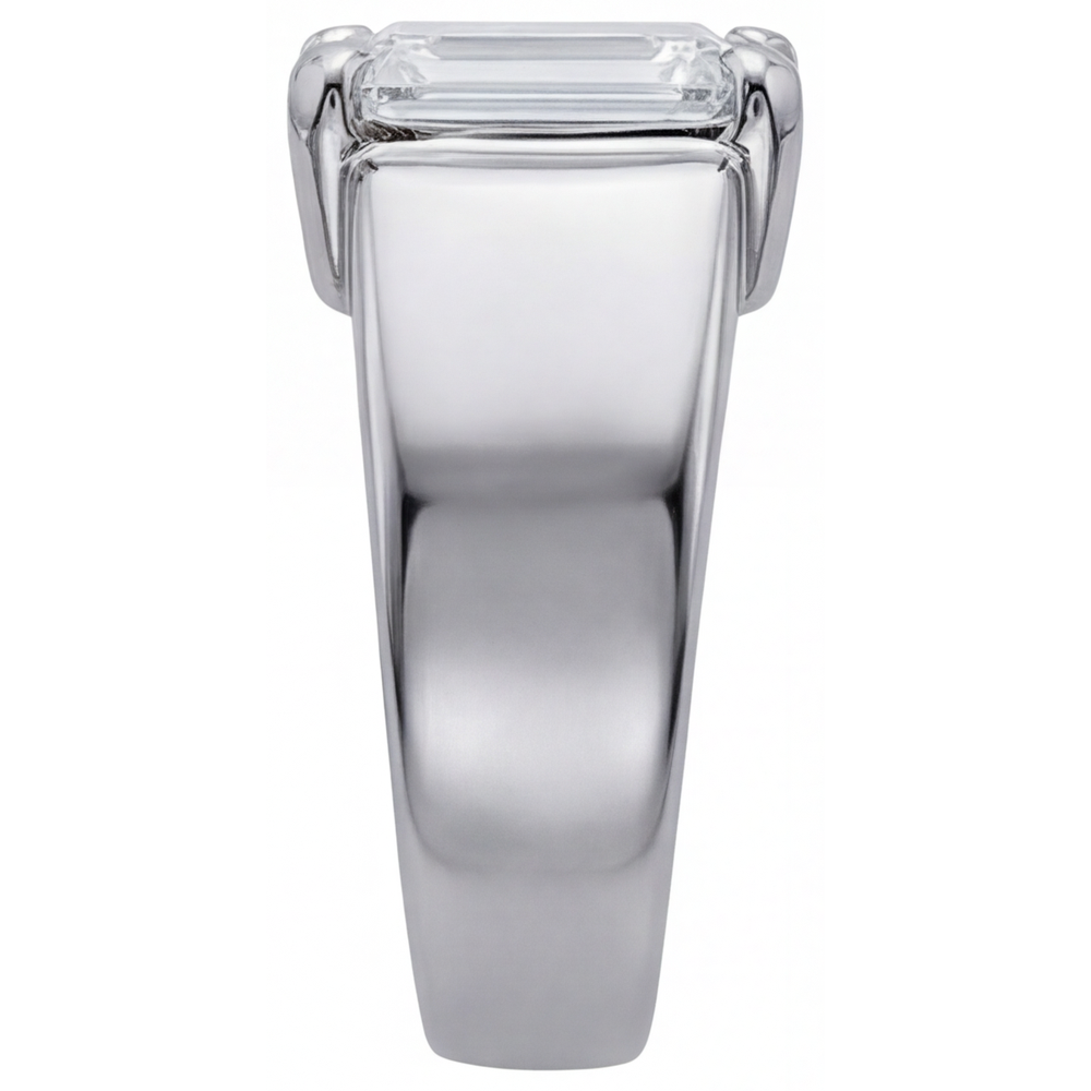 Edler Diamant Treppen-Schliff Herren-Ring in 14K Weißgold – Profilansicht
