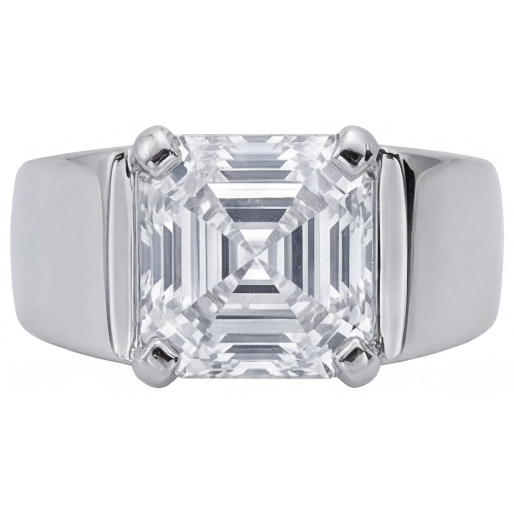 Herren-Ring 14 Karat Weißgold mit Edler Diamant – Frontansicht