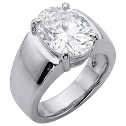 Oval Edler Diamant Herrenring – 4 Karat in 14K Weißgold