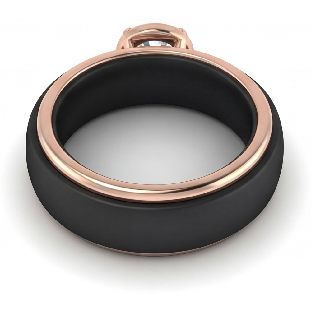 Rund-Brillant Edler Diamant Ring in Zweifarbiges 14K Gold – Profilansicht