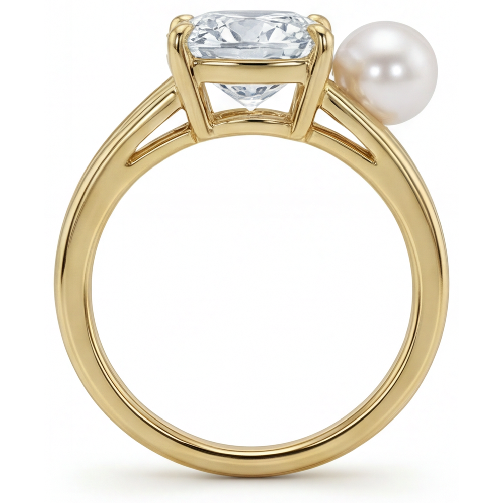 Authentischer Edler Diamant Solitär-Ring 2 Karat 14K Gelbgold – Profilansicht