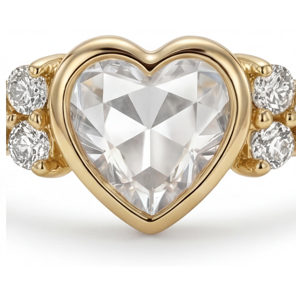 Herzform Edler Diamant Ring in 14 Karat Gelbgold – Hauptansicht