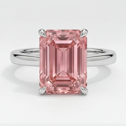 Pfirsichfarbener Saphir 2,5 Karat Echter Padparadscha-Solitärring im Smaragdschliff 14 Karat Weißgold