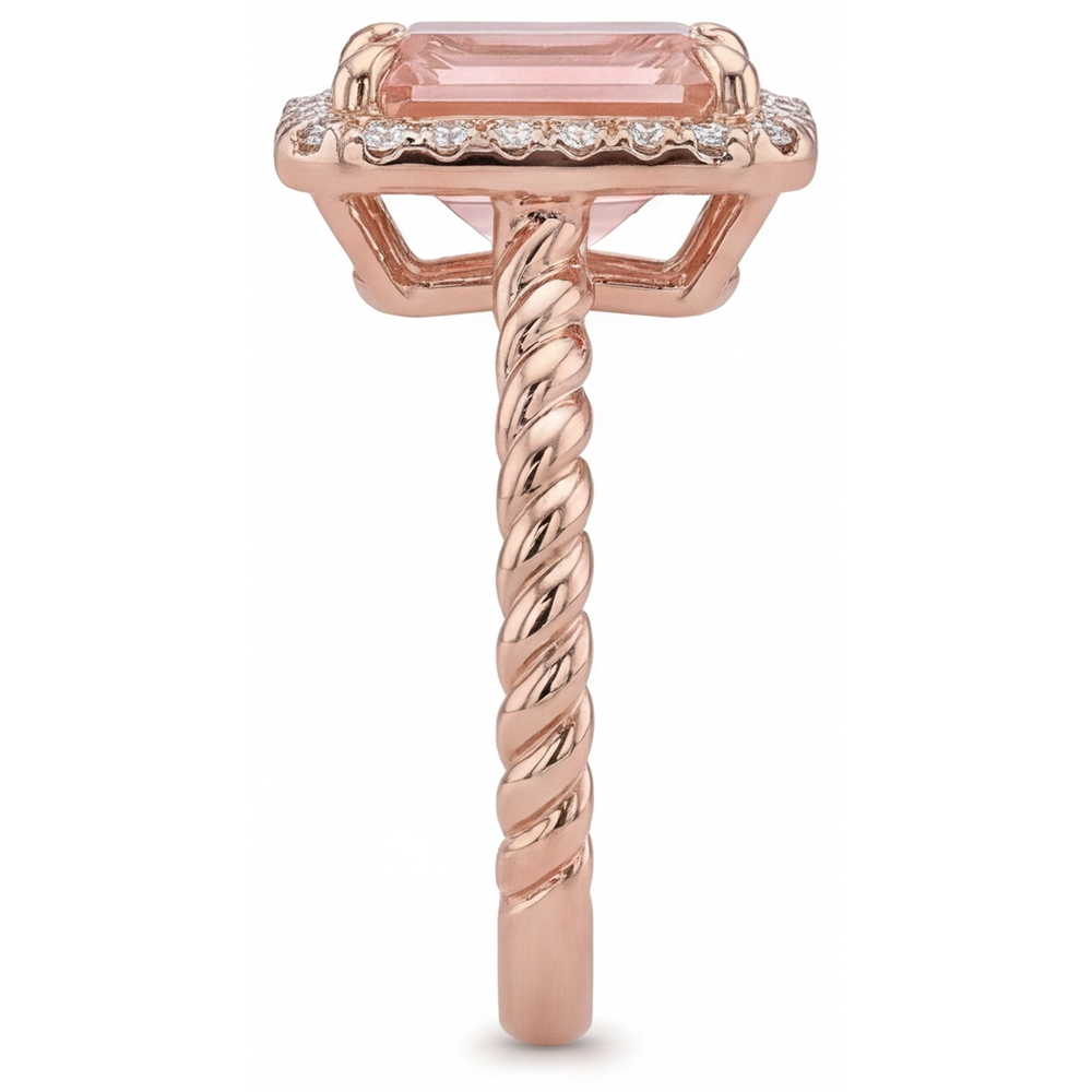 Orangefarbener Padparadscha-Saphir-Ring, 2,5 Karat, echter Smaragd-Halo, 14 Karat Roségold