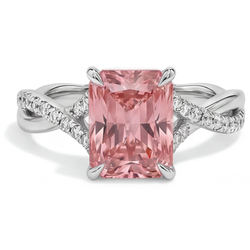 Bypass-Ring aus 14 Karat Weißgold mit pfirsichfarbenem Padparadscha-Saphir (3,3 Karat) und echtem Smaragd