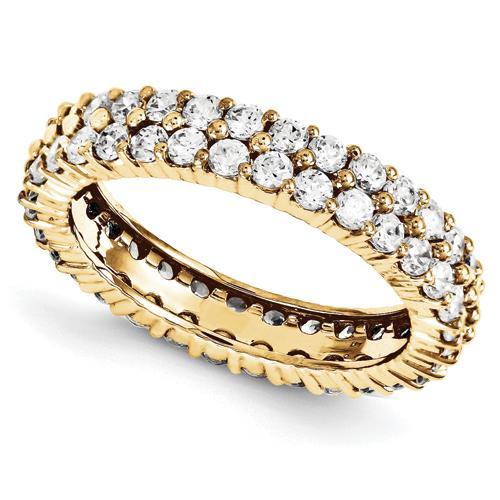 Natürliche Diamant Eternity Doppelreihiges Band 1.80 Karat Gelbgold 14K