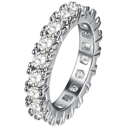 Runder Echt Diamant-Verlobungsring Ewigkeit Band 3 Karat WG 14K