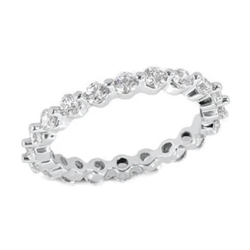 Weißgold 14K Schmuck Rundschliff 1 Ct. Echte Diamant-Verlobungsbandring