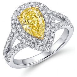 Fancy Gelber Diamant Halo-Ring – VVS Reinheit 1,50 Karat 14