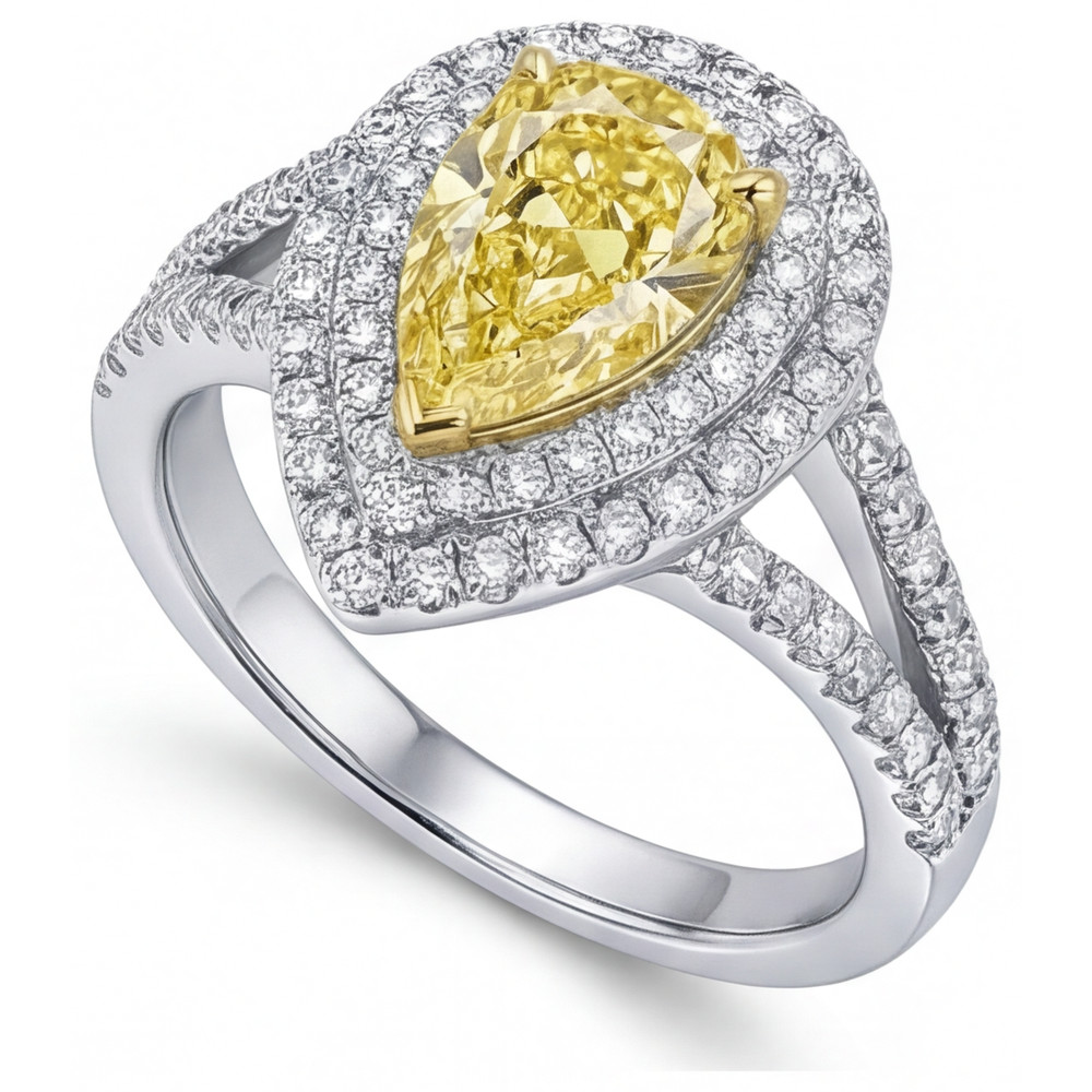 Stilvoller Halo-Ring 1,50 Karat – Seitenansicht
