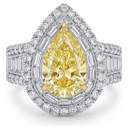 Erdgewonnener VVS Reinheit Fancy Gelber Diamant Halo-Ring 3,50
