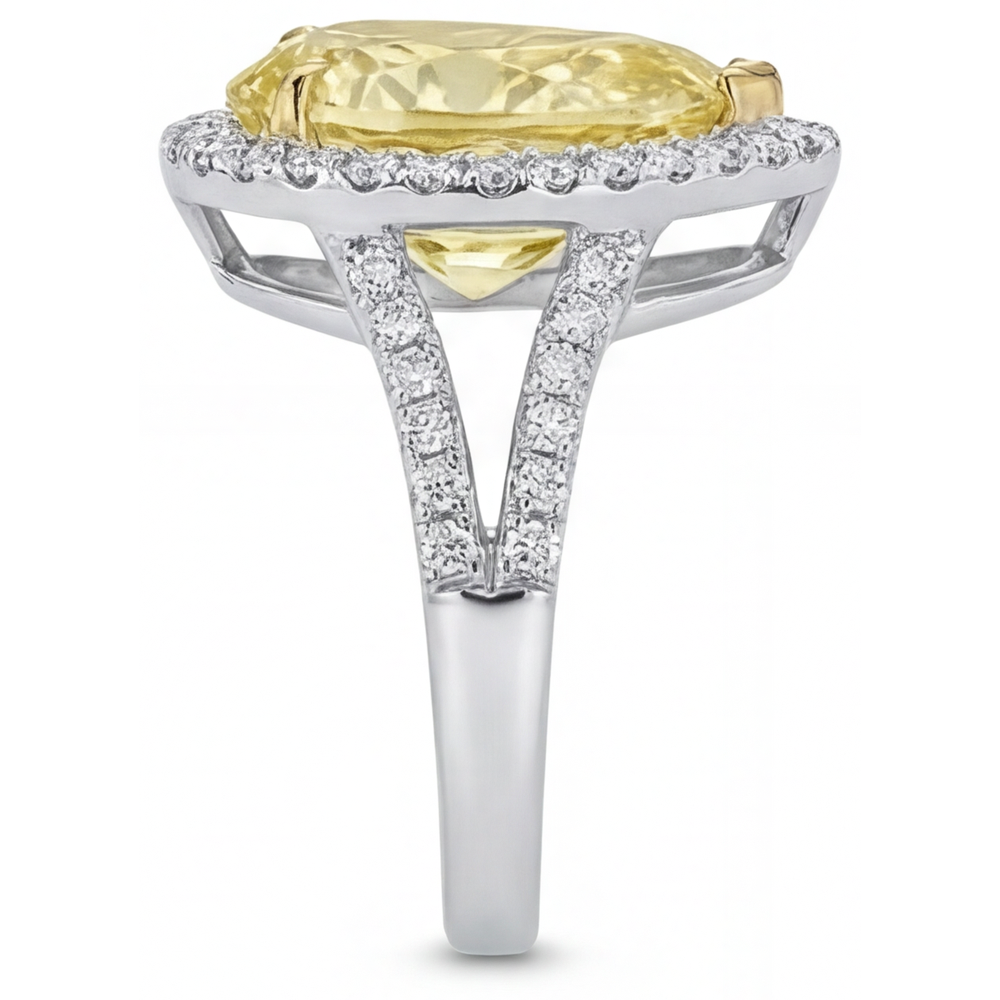 Luxuriöser Fancy Gelber Diamant Halo-Verlobungsring 3 Karat – Draufsicht