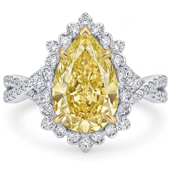 Eleganter Fancy Gelber Diamant Halo-Verlobungsring 3 Karat