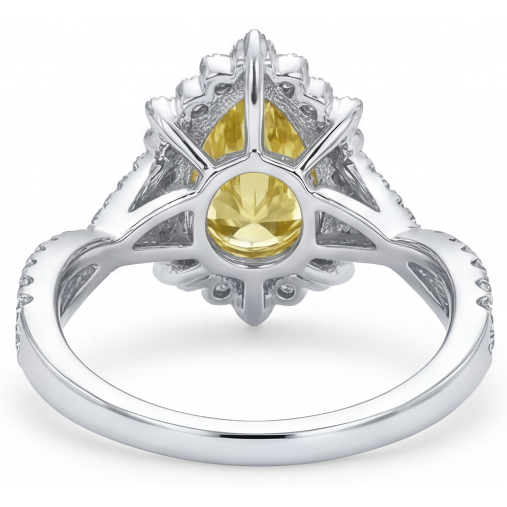 Echter Fancy Gelber Diamant Halo-Verlobungsring – Detailansicht