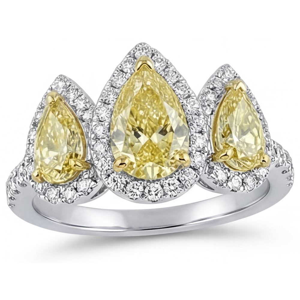 Strahlender Fancy Gelber Diamant Ring 1,5 Karat – Frontansicht