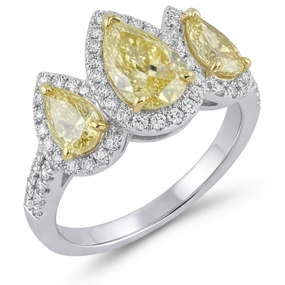 Fancy Gelber Diamant Ring 1,5-Karat Zweifarbiges 14K Gold – Seitenansicht