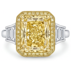 Fancy Gelber Diamant VVS Ring 2 Karat in 14 Karat Zweifarbig Gold