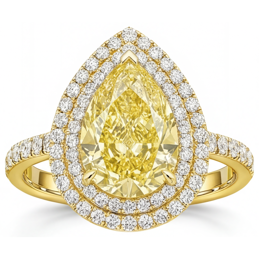 Schmuck-Ring 14K Gelbgold mit Fancy Gelber Diamant – Hauptansicht